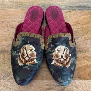 Birdies X Ken Fulk Rare
Camo/Golden Retriever Slip
-on Shoe Sz 9.5